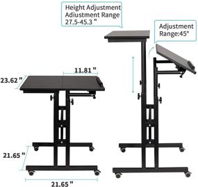 img 3 attached to Hadulcet Mobile Standing Desk: Adjustable Laptop Cart 📚 with Wheels, Ideal for Home, Office, and Classroom Use