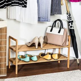 img 2 attached to 👠 Honey-Can-Do Bamboo 2-Tier Shoe Shelf: Organize Your Footwear in Style