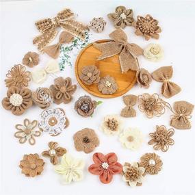 img 1 attached to VGOODALL 32 PCS Natural Burlap Flowers Set: Perfect Wedding Party Decor and DIY Craft Embellishment with Burlap Lace Flowers and Bowknot