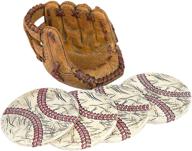 ⚾️ excello global products baseball coasters set: includes 4 ceramic baseball glove drink coasters. vintage sports home decor for enhanced seo. логотип