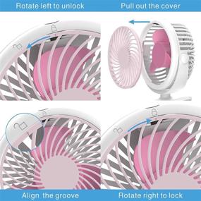 img 3 attached to 👶 Portable Rechargeable Clip On Desk Fan for Baby Strollers and Carseats - Cambond Pink Baby Fan for Travel, Camping