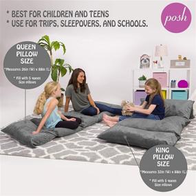 img 2 attached to 🎁 Posh Creations Kids Floor Premium Cushion and Lounger Covers - Cozy Soft-Gray, Perfect Gifts for Teenage Girls (King Pillows NOT included)