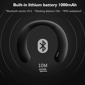 img 2 attached to 🎧 ENUOSUMA Wireless Wearable Speaker - Neckband Bluetooth 5.0 Speaker True 3D Stereo Sound, Portable Personal Speakers IPX5 Waterproof with 12H Playtime for Work, Travel, Sports - Black