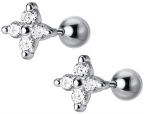 img 4 attached to 💎 Dazzling Zirconia Earrings: Sterling Silver Hypoallergenic Cartilage Jewelry for Girls