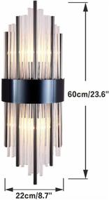 img 3 attached to 🔮 BOKT Modern Crystal Wall Sconce Lighting, Elegant 2-Light Fixtures Wall Mount Lamp with Brass Base for Bedroom Living Room Bathroom Hallway Entryway Hotel Restaurant (2 Pack in Black)