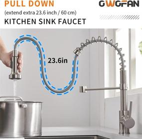 img 2 attached to 🚰 OWOFAN Brushed Nickel Pull Out Kitchen Faucet - Commercial Single Handle Sprayer, Low Lead, Deck Plate Included