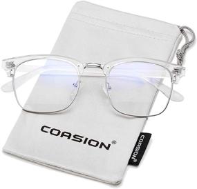 img 2 attached to 👓 COASION Transparent Semi Rimless Eyeglasses: Sleek and Effective Blocking Technology