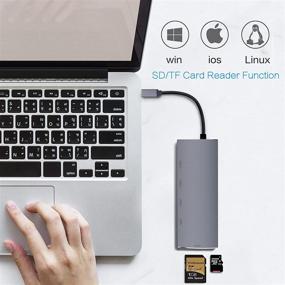 img 1 attached to 💻 Gecen 7-in-1 USB C Adapter: 4k HD Port, 3 USB 3.0 Ports, SD/TF Card Reader, PD Charging Port, Compatible with MacBook Pro/Air, Chromebook