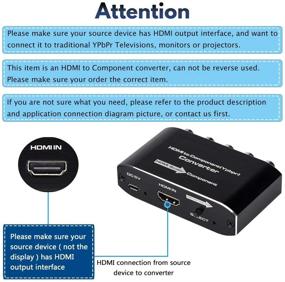 img 1 attached to Преобразователь HDMI в компонентный сигнал с функцией масштабирования для Mac, телевизора, DVD-плеера и игровых консолей - универсальный адаптер HDMI в YPbPr 5RCA RGB с функцией масштабирования V1.4.