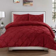 🏡 stylish and comfortable sweet home collection luxury pinch pleat pintuck fashion duvet set in queen size, beautiful burgundy shade logo