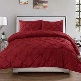 img 3 attached to 🏡 Stylish and Comfortable Sweet Home Collection Luxury Pinch Pleat Pintuck Fashion Duvet Set in Queen Size, Beautiful Burgundy Shade
