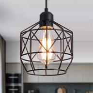 farmhouse black basket cage pendant light fixture - stylish industrial lighting for kitchen, dining room, closet, bar, entryway, bathroom - e26 1 light logo