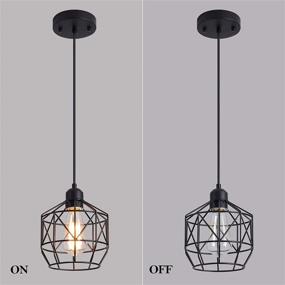 img 1 attached to Farmhouse Black Basket Cage Pendant Light Fixture - Stylish Industrial Lighting for Kitchen, Dining Room, Closet, Bar, Entryway, Bathroom - E26 1 Light