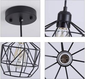 img 2 attached to Farmhouse Black Basket Cage Pendant Light Fixture - Stylish Industrial Lighting for Kitchen, Dining Room, Closet, Bar, Entryway, Bathroom - E26 1 Light