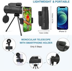 img 1 attached to 🔭 High Power Prism Monocular Telescope 12x50 by Evershop: Ideal Outdoorsman Gift with Smartphone Holder for Wildlife Scenery, Bird Watching, Hunting, Camping, and Traveling