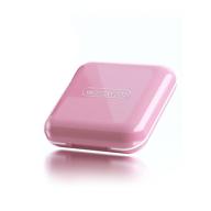 📦 hennaja slim orthodontic retainer case in pink and white - convenient holder for household, office, and travel - easy to use and store logo