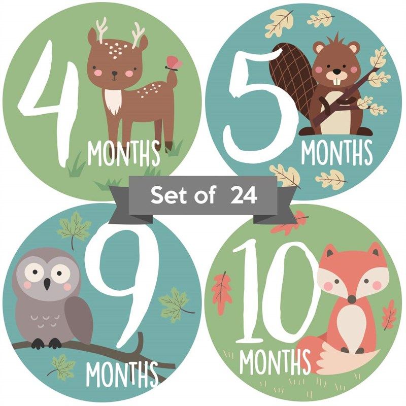 monthly stickers neutral milestone woodland logo