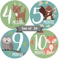 woodland creatures baby monthly stickers - animal milestone stickers for newborn boys or girls, gender neutral monthly milestone stickers set of 24 logo