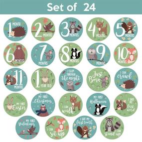img 2 attached to Woodland Creatures Baby Monthly Stickers - Animal Milestone Stickers for Newborn Boys or Girls, Gender Neutral Monthly Milestone Stickers Set of 24