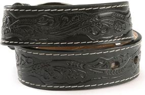 img 2 attached to 🐂 Nocona Boys' Tooled Bull Rider Floral Leather Western Belt Buckle - 1-1/4 inch