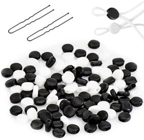 img 4 attached to 🎟️ 60 PCS Black & White Adjustable Round Elastic String Cords with Buckle Adjusters and U-Clips - Suitable for Various Sizes (1/8", 1/5", 1/4", 5/8" Straps)