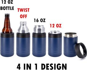 img 2 attached to 🚰 Clear Water Home Goods - 12 oz Stainless Steel Double Wall Vacuum Insulated Can or Bottle Cooler - Navy Blue (6 Pack)