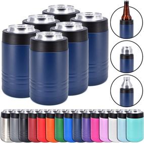 img 4 attached to 🚰 Clear Water Home Goods - 12 oz Stainless Steel Double Wall Vacuum Insulated Can or Bottle Cooler - Navy Blue (6 Pack)