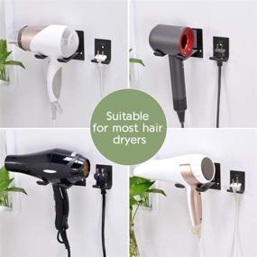 img 3 attached to 🏻 Wall-Mounted Hair Dryer Holder with Self-Adhesive, Stylish Organizer for Most Hair Dryers - Black
