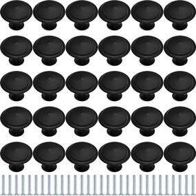 img 4 attached to Set of 30 Black Round Kitchen Cabinet Knobs - 1.2 Inch Handles for Cabinets, Drawers & Cupboards with Screws - Stylish Cabinet Hardware for Dresser Drawers