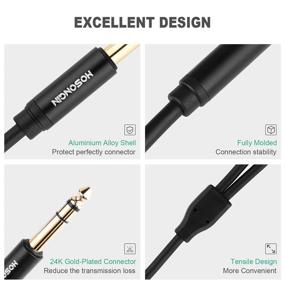img 2 attached to 🔌 HOSONGIN 1/4 inch TRS Stereo Splitter Y Cable: High-Quality Dual 1/4 Inch 6.35mm Female Jacks with Gold Plated Plug & Black Aluminum Alloy Shell