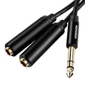 img 4 attached to 🔌 HOSONGIN 1/4 inch TRS Stereo Splitter Y Cable: High-Quality Dual 1/4 Inch 6.35mm Female Jacks with Gold Plated Plug & Black Aluminum Alloy Shell