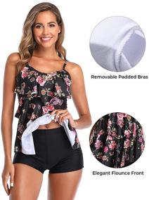 img 3 attached to Summer Mae Flounce Boyshorts Tankini Women's Clothing in Swimsuits & Cover Ups