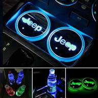 🚗 enhance your car's interior with aswelly 2× colorful led cup holder pad mat - perfect for j e e p logo