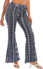 img 3 attached to 👖 WSPLYSPJY Women's Printed Stretch Bell Bottom Flare Palazzo Trousers