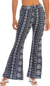 img 2 attached to 👖 WSPLYSPJY Women's Printed Stretch Bell Bottom Flare Palazzo Trousers