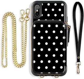 img 4 attached to 📱 ZVE iPhone X Wallet Case: Stylish Polka Dot Design with Crossbody Chain & Credit Card Slot for iPhone Xs, X - 5.8 Inch - Protective Leather Zipper Case