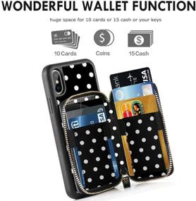 img 2 attached to 📱 ZVE iPhone X Wallet Case: Stylish Polka Dot Design with Crossbody Chain & Credit Card Slot for iPhone Xs, X - 5.8 Inch - Protective Leather Zipper Case