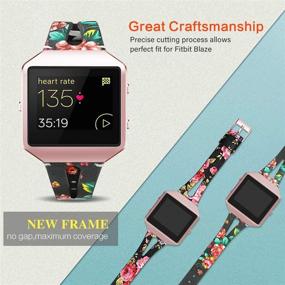 img 1 attached to 👫 YiJYi Leather Bands for Fitbit Blaze - Stylish Slim Band with Metal Frame for Women and Men
