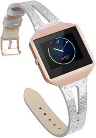 img 3 attached to 👫 YiJYi Leather Bands for Fitbit Blaze - Stylish Slim Band with Metal Frame for Women and Men
