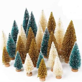 img 4 attached to 🎄 OurWarm 24Pcs Artificial Frosted Sisal Christmas Tree: DIY Crafts Mini Pine Tree for Table Top Decor, Winter Ornaments - Green, Gold, Ivory