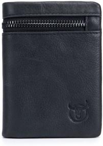 img 4 attached to 👜 Premium Genuine Leather Wallet with Multiple Zippers - Ultimate Men's Accessory