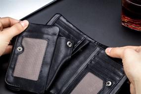 img 2 attached to 👜 Premium Genuine Leather Wallet with Multiple Zippers - Ultimate Men's Accessory