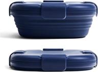 🥪 stojo collapsible sandwich box - denim blue, 24oz - reusable food storage container - travel silicone bowl for hot and cold food - meal prep, lunch, camping, hiking - dishwasher safe логотип