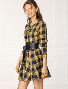 img 1 attached to 👗 Allegra Women's Plaid Sleeves Belted Fashion Apparel