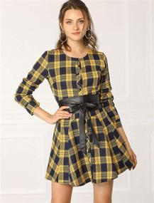 img 2 attached to 👗 Allegra Women's Plaid Sleeves Belted Fashion Apparel