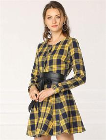 img 3 attached to 👗 Allegra Women's Plaid Sleeves Belted Fashion Apparel