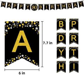 img 2 attached to 🎉 Набор товаров для вечеринки в честь 80-летия Trgowaul - 16 гостевых одноразовых бумажных тарелок, салфеток, стаканов, скатерти, вилок, ножей, ложек с черно-золотым декоративным баннером для вечеринки.
