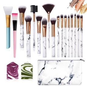 img 4 attached to 💄 Ruesious 17-Piece Makeup Brush Set with Bag – High-Quality Synthetic Brushes for Foundation, Powder, Concealers, Blending Eye Shadows – Complete Face Makeup Brushes Kit