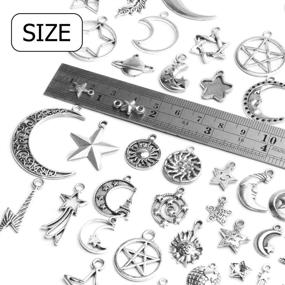 img 1 attached to Celestial Pendant Charms for Earrings, Bracelets & Necklaces - Craft Supplies with Mixed Sun, Moon, and Star Charms - Ideal for Jewelry Making Crafts