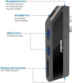 img 3 attached to 🔌 Atolla USB C Hub: Мультипортовый адаптер для MacBook Pro/Air 2020/2019/2018 с 4K HDMI, Thunderbolt 3, 100W подачей питания, USB 3.0, SD/TF картридером